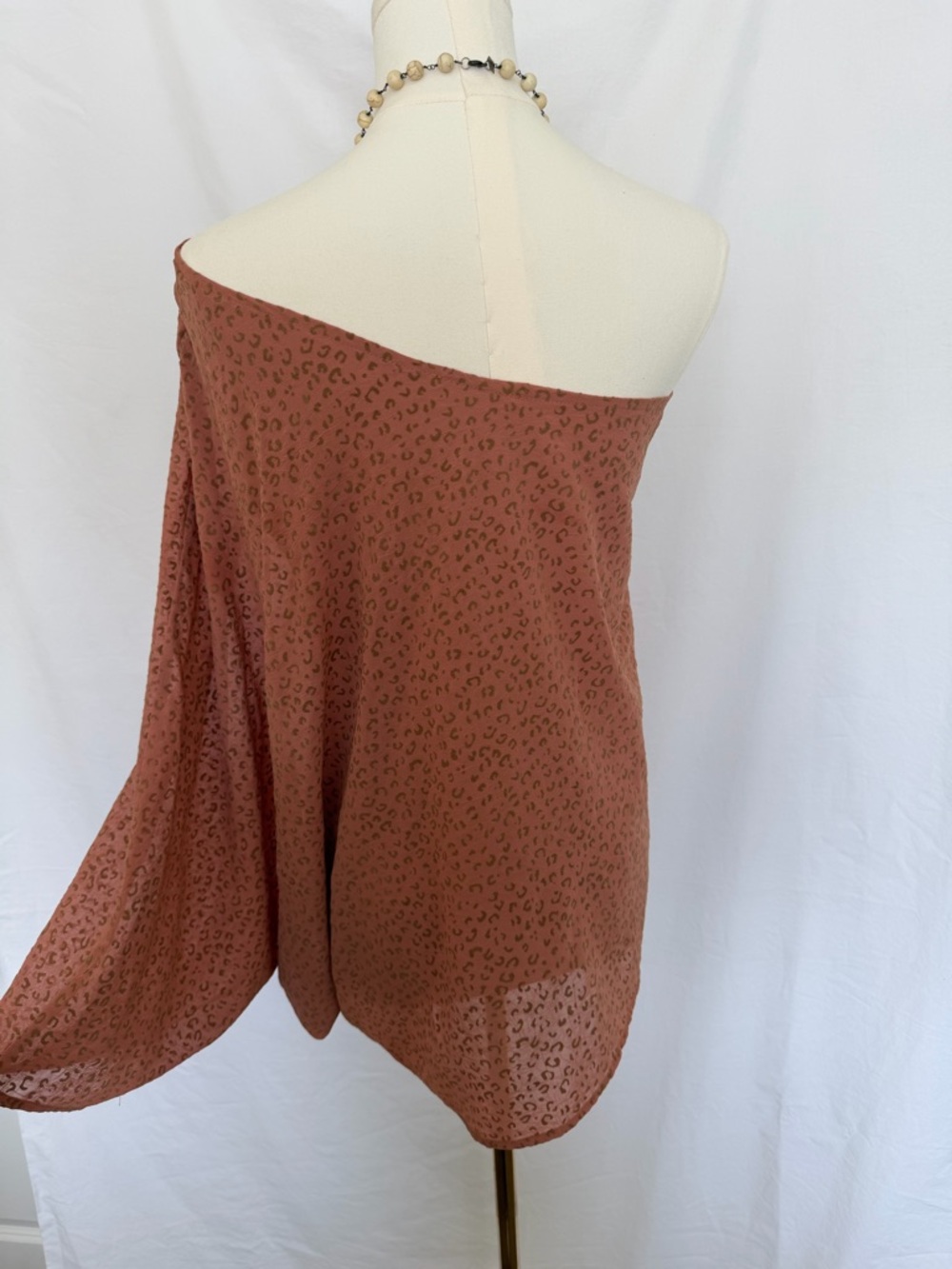 Rust Leopard-Print One-Shoulder Top Women’s Small - Picture 3 of 3